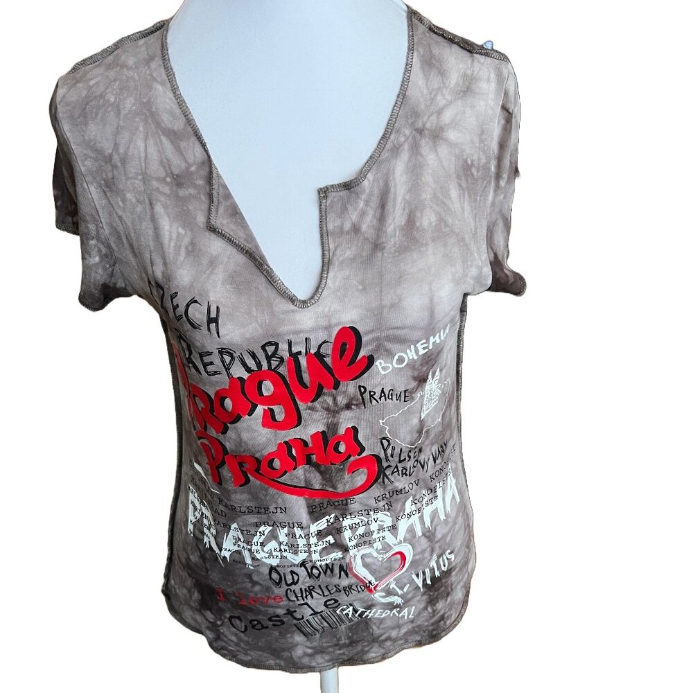 Rare Memory Praha Women's Medium Short Sleeve Tie-Dye Prague Shirt